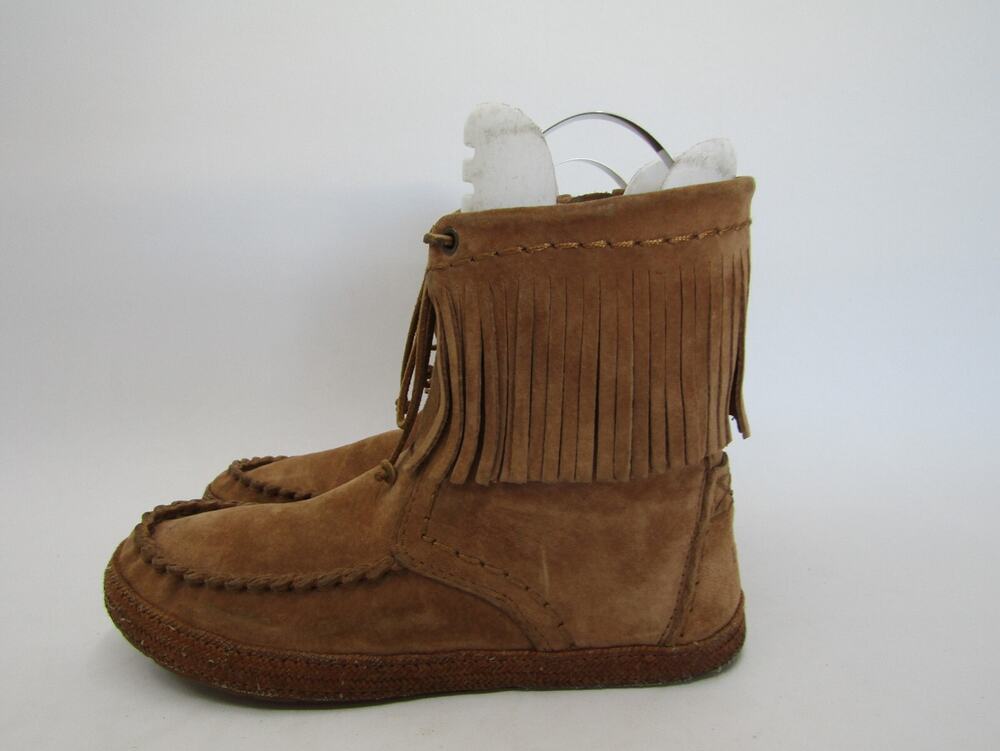 UGG Womens Size 5.5 M Brown Suede Feinge Zip Laces Ankle Fashion Boots Bootie